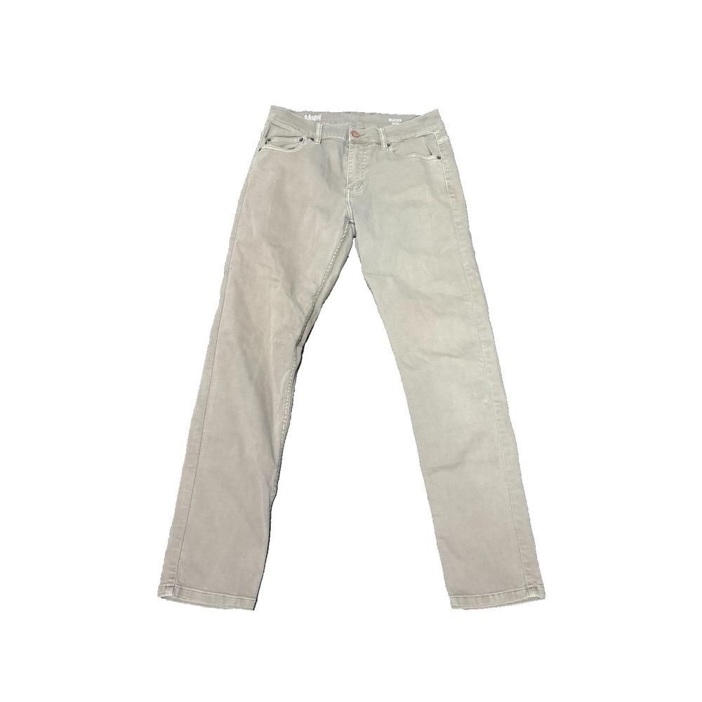 Mugsy Bucks Taper Jeans Pants 32x32 Khaki Tan Athletic Fit Premium stretch